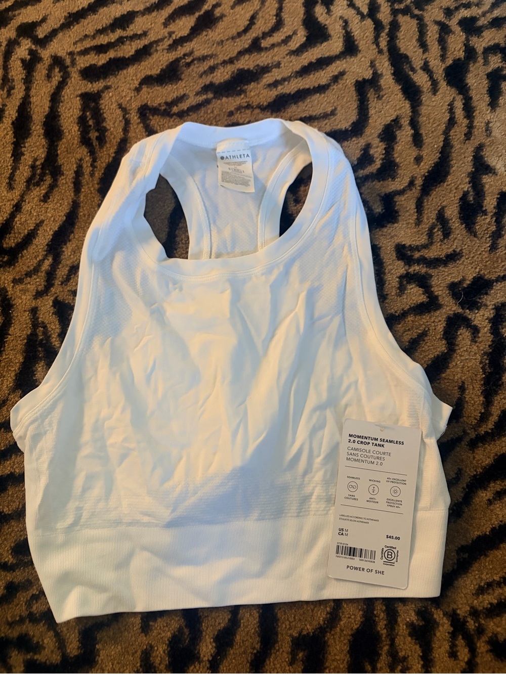 Athleta White Seamless Racerback Crop Tank
